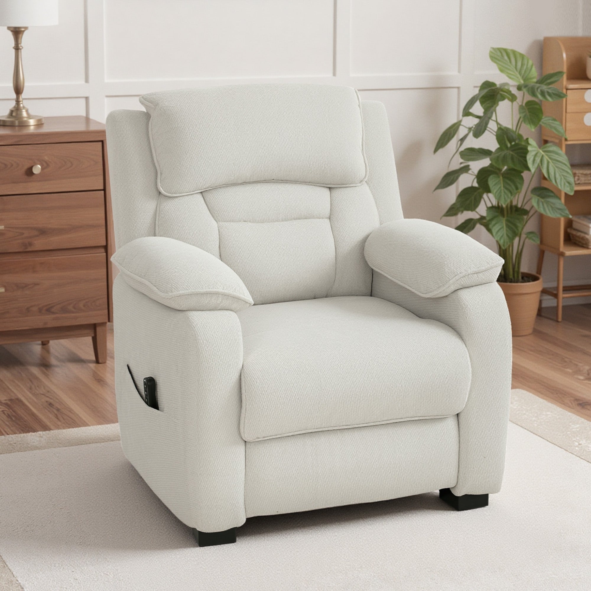 Fauteuil relax électrique fauteuil inclinable port USB repose-pieds poches latérales télécommande 86x90x103cm crème