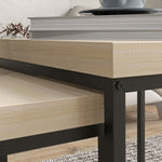 Lot de 2 tables gigognes tables basses carrées tables de salon cadre en acier et plateaux en panneaux de particules