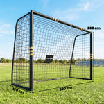 But de Football pour Enfant et Adulte 3 x 2 m, Envoloppé Mousse de Protection, 7 Piquets de Sol, Filet en PE, Jaune