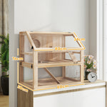 Cage hamster rongeur à 3 niveaux fond amovible de 31 cm de profondeur cabane balançoire 80x50x76cm finition bois naturel