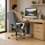 Chaise Bureau Ergonomique, Fauteuil de Bureau Inclinable en Cuir Synthétique Adapté aux Animaux, Hauteur Réglable, Gris