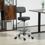 Chaise de bureau, chaise de dessin, repose-pieds réglable, hauteur réglable, pivotante 360°, 52x52x92cm, noir