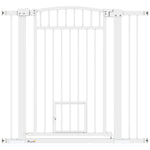 Barrera de seguridad para perros, sistema de doble cierre, montaje a presión o con tornillos, ancho 76-104 cm, blanca
