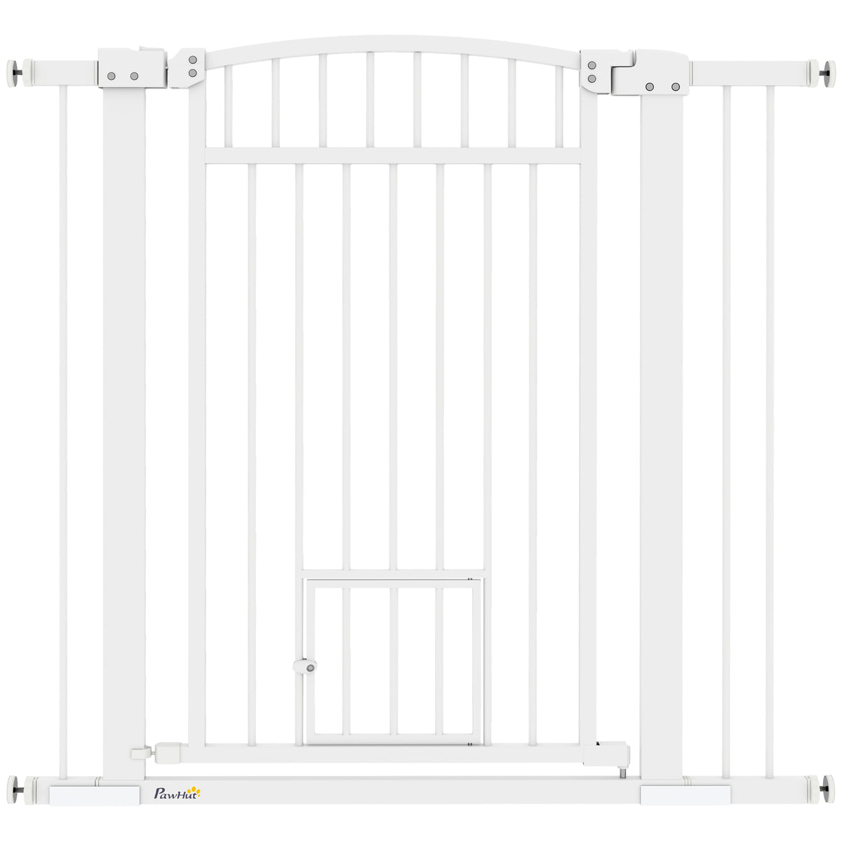 Barrera de seguridad para perros, sistema de doble cierre, montaje a presión o con tornillos, ancho 76-104 cm, blanca