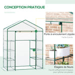 Serre de jardin 8 étagères bâche transparente PVC porte enroulable 143 x 73 x 195 cm - transparent