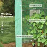 Serra da giardino a tunnel, superficie a terra 8 m², 4L x 2P x 2,05A m, telaio tubolare, porta con cerniera, 6 finestre avvolgibili, verde