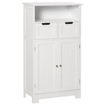Meuble de salle de bain, meuble de rangement avec 2 tiroirs, niche, placard avec porte, étagère réglable, armoire de salle de bain, cuisine, salon, 60 x 30 x 109 cm, blanc