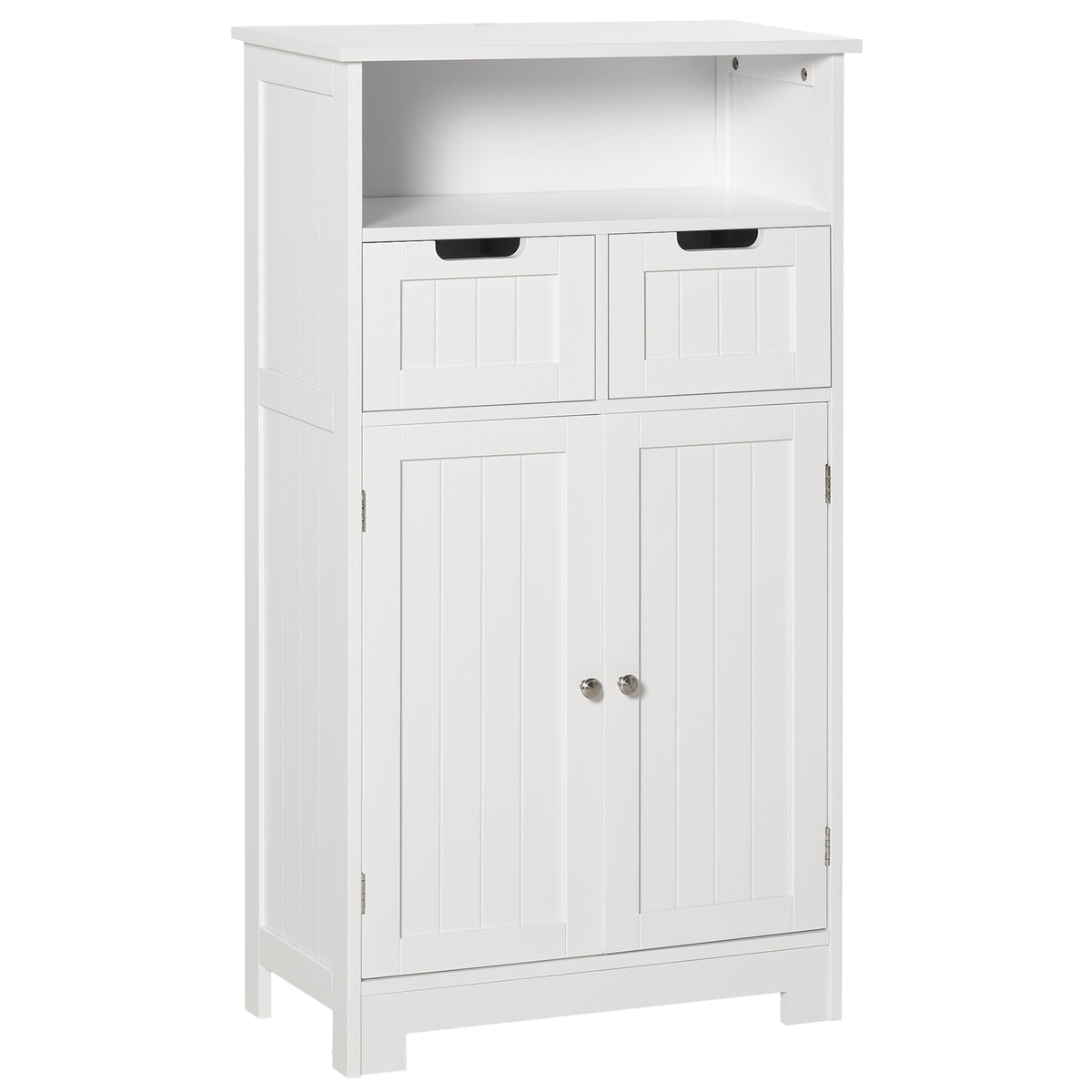 Meuble de salle de bain, meuble de rangement avec 2 tiroirs, niche, placard avec porte, étagère réglable, armoire de salle de bain, cuisine, salon, 60 x 30 x 109 cm, blanc