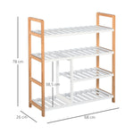 Etagère à Chaussures - étagère de Rangement - Meuble Chaussures 4 Niveaux Bois de pin étagères à Lattes MDF Blanc