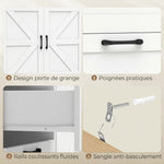 Credenza da cucina, mobile contenitore con 3 cassetti, 2 ante stile rustico, piano di lavoro e scomparto aperto, bianco