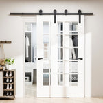 2M Kit porte coulissante de grange, rail porte coulissante double de 100 cm de large, épaisseur 35-40 mm, charge 90 kg