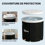 Baignoire à Glace Pliable Gonflable 280 L avec Couvercle et Pompe pour Entraînement à l'Eau Froide, 78x78x71 cm, Noir
