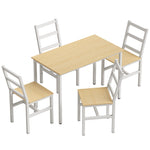 Dining Table Set with 4 Chairs, 108 cm Rectangular Table, Slat Back Chairs, Oak and White