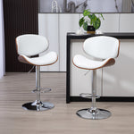 Set of 2 adjustable height bar stools, synthetic upholstery, 53 x 52 x 92-112 cm, white