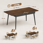 Tavolo da Pranzo Rettangolare Allungabile per 4-6 Persone, Tavolo da Cucina 130-160 cm con Angoli Arrotondati, Noce Chiaro