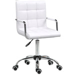 Chaise de bureau fauteuil manager pivotant hauteur réglable revêtement synthétique capitonné blanc