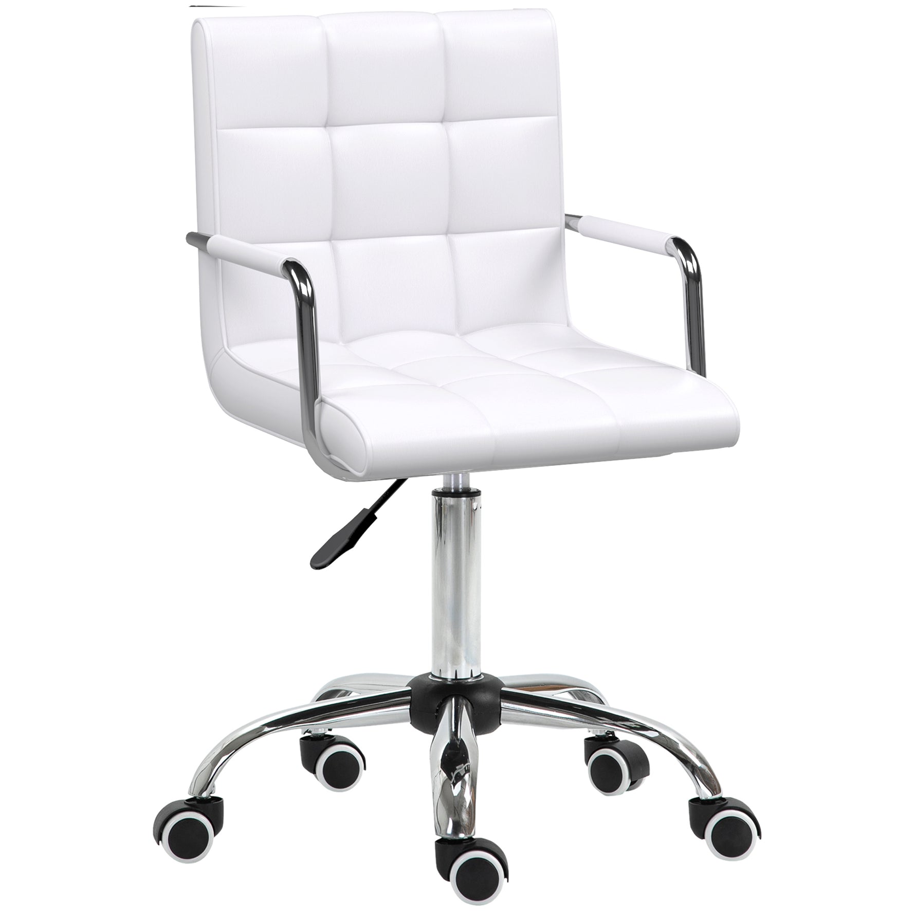 Chaise de bureau fauteuil manager pivotant hauteur réglable revêtement synthétique capitonné blanc