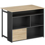 Table de bar extensible avec abattant, table haute cuisine, 1 placard et 4 compartiments ouverts, 116x79,6x90,5cm, noir
