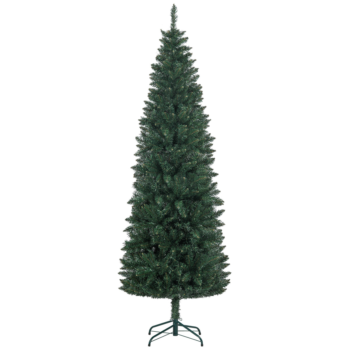 Sapin de Noël Artificiel 210 cm Arbre de Noël Slim avec support en acier pliable, 687 branches épines Vert