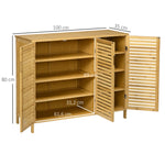 Meuble à chaussures armoire à chaussures style naturel - 2 placards avec 8 étagères - en bambou bois naturel