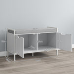 Banc meuble à chaussures, 2 placards, meuble d'entrée avec coussin rembourrée, 84l x 35P x 50H cm, blanc