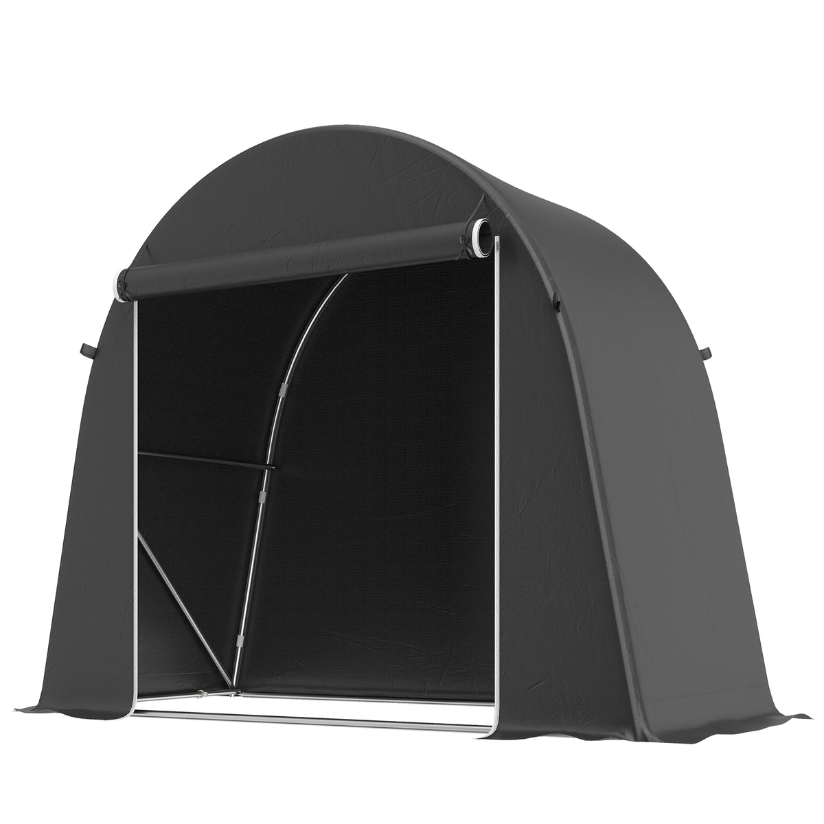 Abri de jardin tente de stockage étanche abri moto porte enroulable fermeture éclair, 245 x 120 x 200 cm, gris foncé