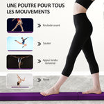Poutre gymnastique pliable 210 cm en velours, poutre d'équilibre avec fond antidérapant, pour enfants et adultes, violet