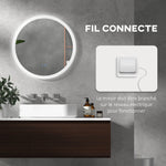 Miroir rond lumineux LED de salle de bain Ø 60 cm mural avec éclairage 3 couleurs interrupteur tactile 29 W gris