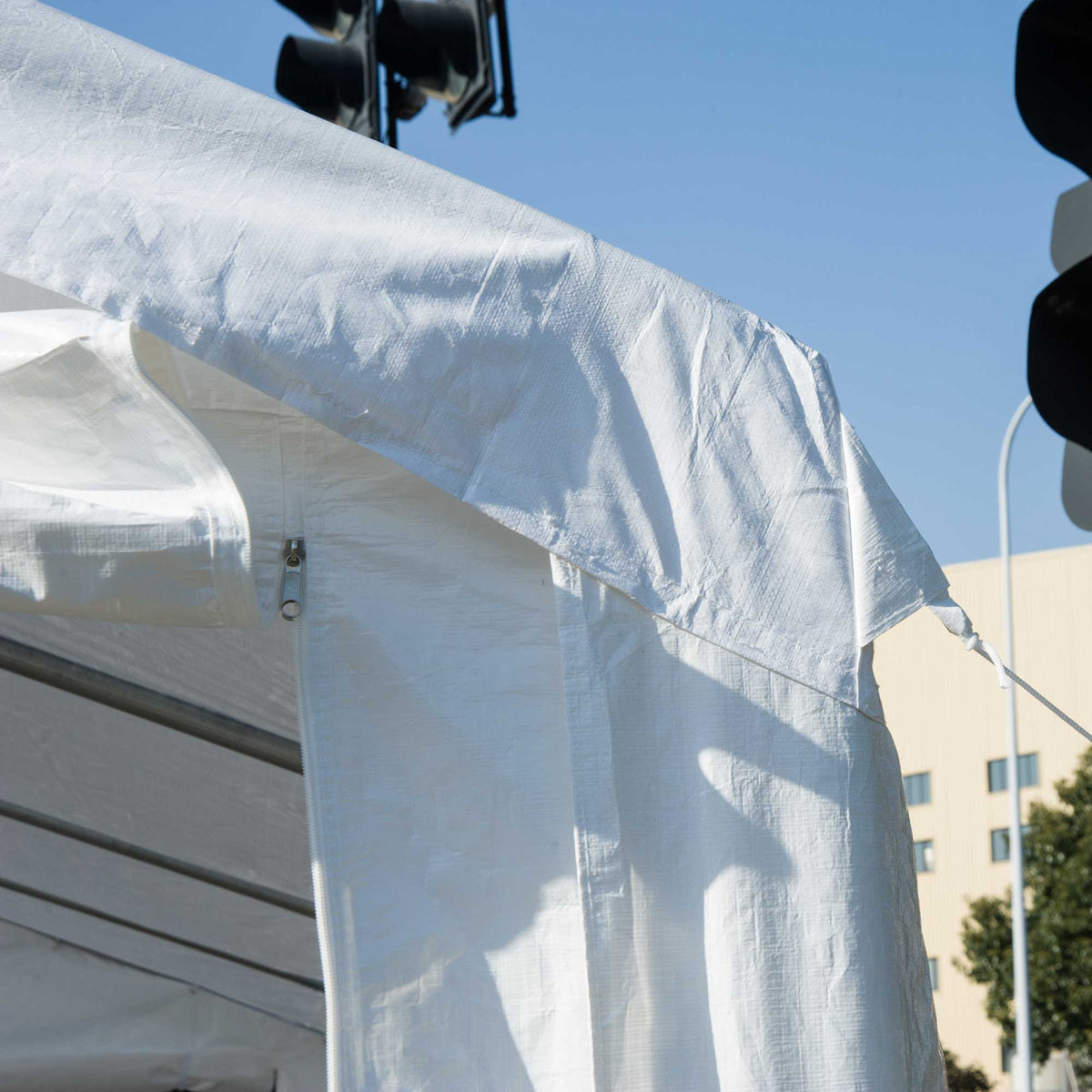 Gazebo Tendone per Ricevimenti da Giardino in PE Impermeabile con Tubi in Acciaio 7,98L x 3,92P x 2,8A m Bianco Nuovo 14