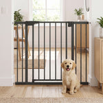 Barriera di sicurezza per cani e bambini da 76 a 102 cm con estensione, fissaggio a pressione senza fori, bianco