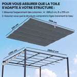 Toile de Toit pour pergola Bâche pour Pergola rétractable de 3 x 3 m, Polyester 180g/m³, Anti-UV 30+, Gris foncé