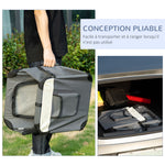 Sac de transport pliable - poignée, 3 entrées zippées, poche - coussin amovible - acier oxford polyester gris noir