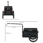 Remorque à vélo avec coffre de rangement amovible et pliable de 65L, réflecteurs de sécurité, charge max. 40KG, noir