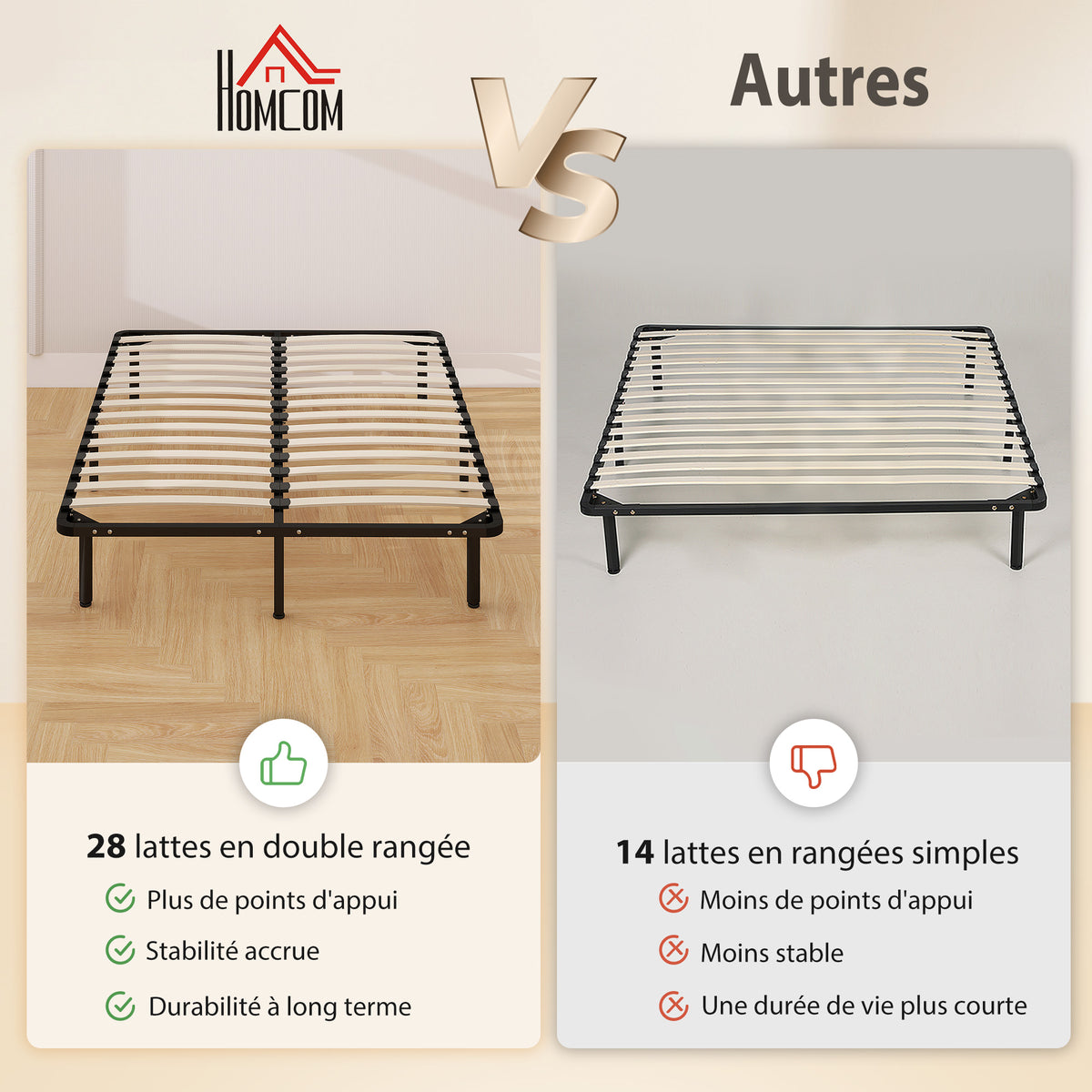 Bedframe 140 x 190 cm, tweepersoonsbed van massief hout met lattenbodem en voeteneinde, opbergruimte eronder, zwart