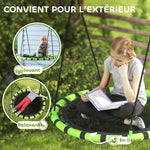 Balançoire nid d'oiseau, balançoire suspendue avec cordes réglables en hauteur, siège rond Ø 100 cm, noir