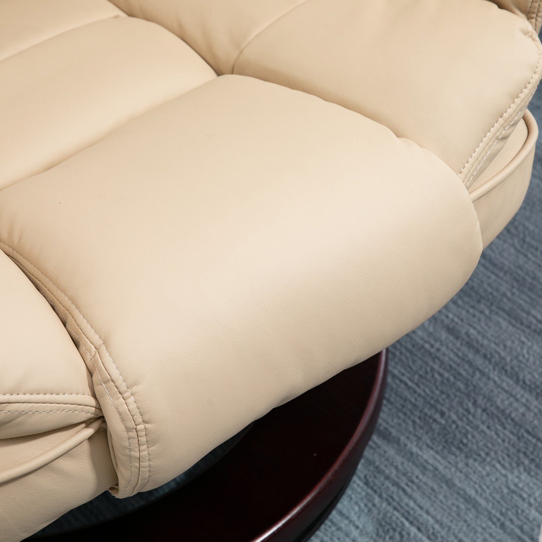 Fauteuil relax inclinable 135° grand confort pivotant 360° avec repose-pieds revêtement PU beige