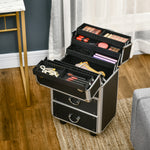 Valise trolley maquillage mallette cosmétique vanity poignée télescopique réglable 36L x 23l x 58H cm alu ABS noir