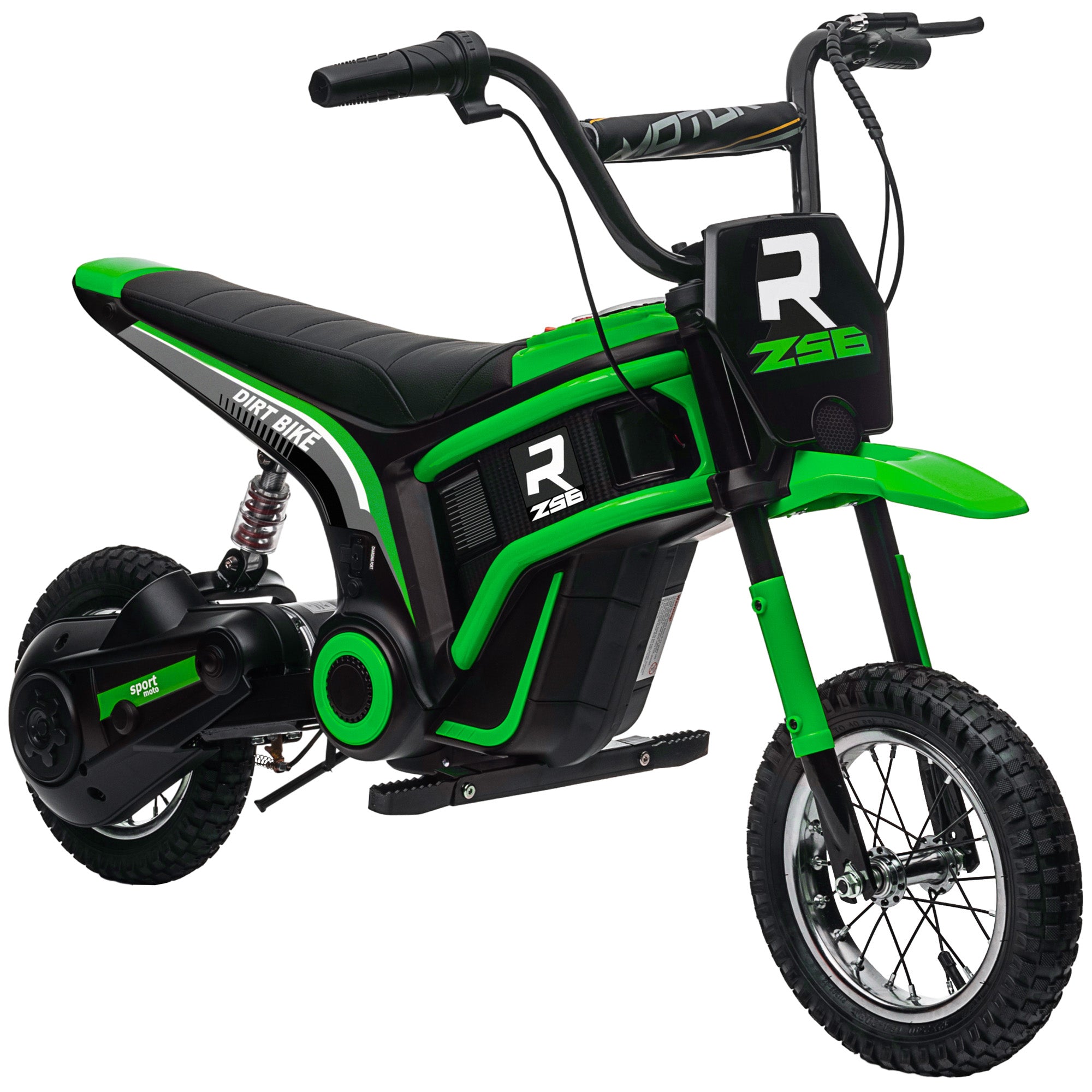 Moto cross électrique enfant moto électrique enfants moteur 350 W batterie 12V 8-16 km/h pneus gonflables 12'' vert