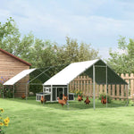 Enclos poulailler chenil volière extérieur 24 m² - Parc grillagé dim. 3L x 8l x 2H m - Espace Couvert - Acier galvanisé