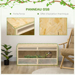 Terrario in legno OSB per rettili con porta scorrevole in vetro - 100 x 47 x 47 cm naturale