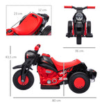 Elektro-Motorrad für Kinder 2-5 Jahre, 3 Räder, 6 V, 3 km/h, mit Seifenblasenfunktion, Licht- und Soundeffekten, rot