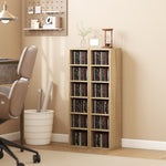 Lot de 2 étagères colonnes armoire de rangement CD-DVD 12 compartiments 21 x 22,5 x 88,5 cm capacité 204 CD chêne
