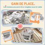 Table Enfant avec 4 Chaises 5 Pièces avec Rangement, Cadeau pour Fille Garçon 3-8 Ans, Ø 78 x 49 cm, Gris