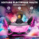 Voiture électrique Enfants de Sport Véhicule électrique Lamborghini Sian 12 V - V. Max. 5 Km/h avec Télécommande 2,4G Effets sonores + Lumineux Rose