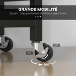 Chariot desserte de cuisine à roulettes plan de travail en bois 3 tiroirs et 1 plateau amovible 67 x 37 x 85,5 cm noir