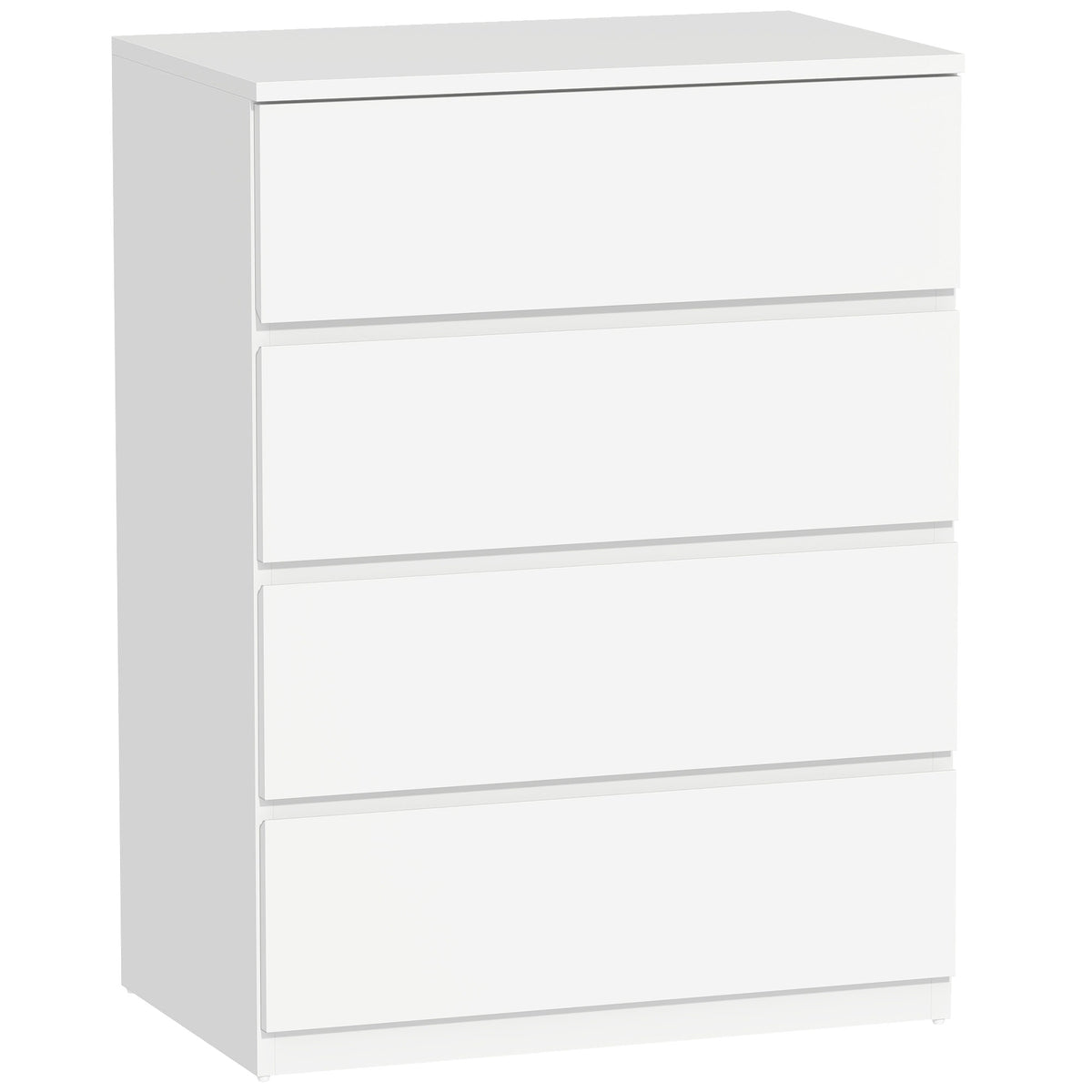 Commode 4 tiroirs meuble de rangement sans poignées design minimaliste 60 x 40 x 80 cm blanc