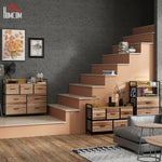 Cómoda de 7 cajones, mueble de almacenamiento con cajones de tela plegables - estructura de acero negro - 98 x 29 x 85 cm
