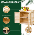 Armoire de jardin remise pour outils sur pied placard avec double porte et étagère interne en bois massif sapin pré-huilé dim. 83L x 40l x 92H cm naturel