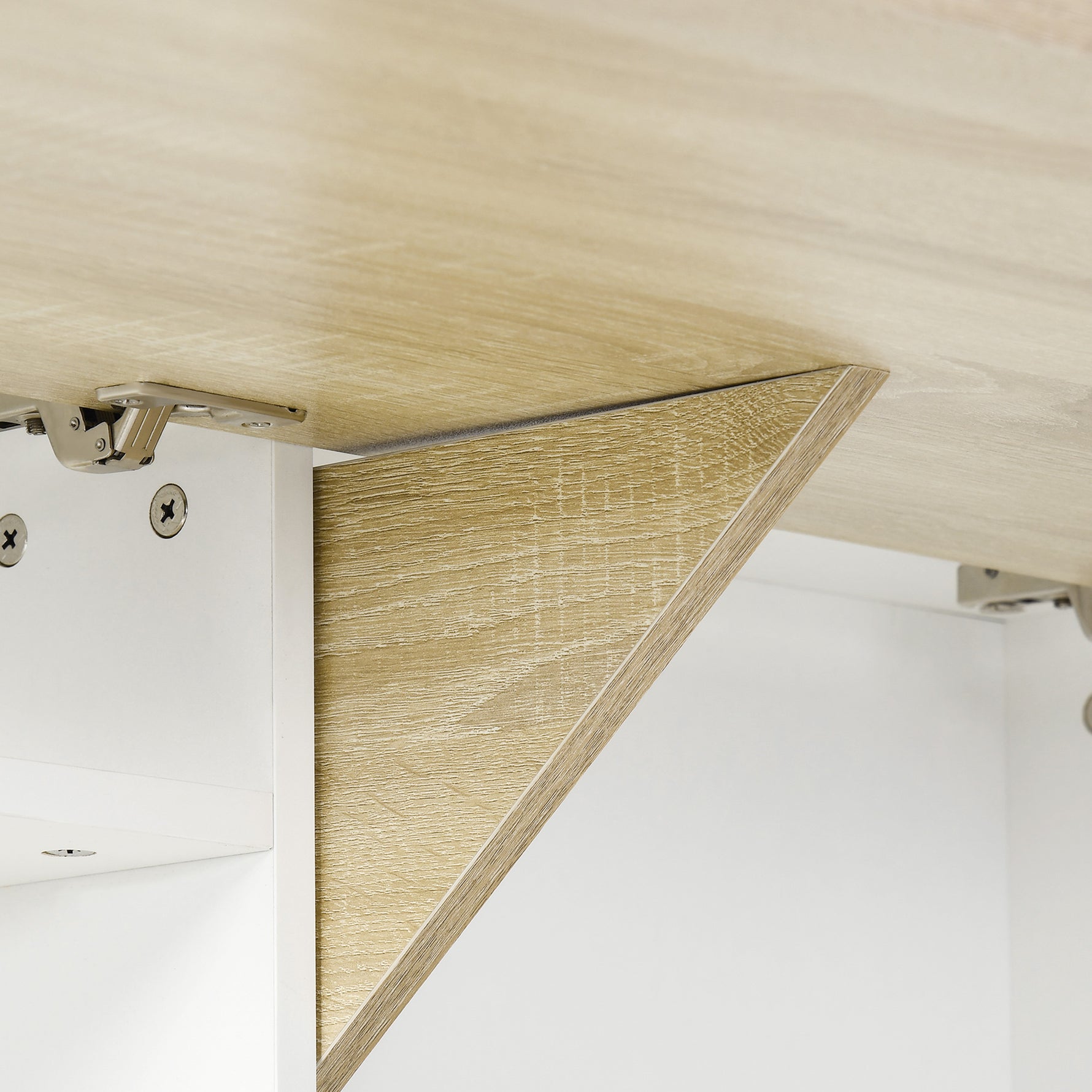 Bureau pliable mural avec étagères de rangement et placard, bureau rabattable, 100 x 18 x 74 cm effet bois naturel