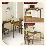 Table de salle à manger avec 2 rabats style industriel, extensible, table à abattant pour 2-4 personnes
